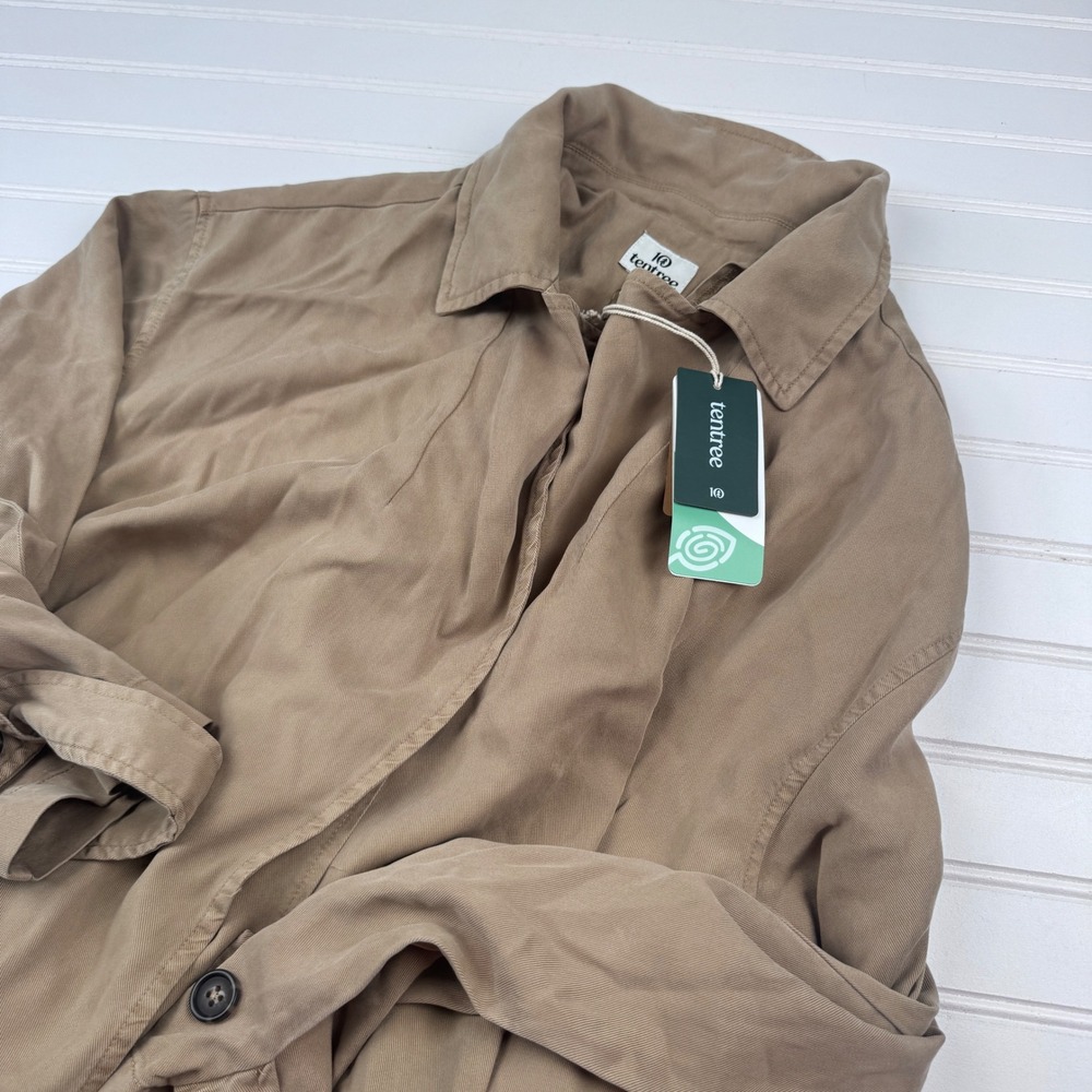 NEW Tentree Women's Large Tan Tencel Trench Coat TCW5711-1565